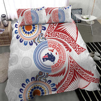 Tongan and Australian Culture Together Bedding Set Ngatu Art Tribal Aboriginal Tattoo Pattern - Polynesian Pride