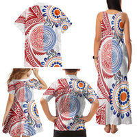 Tongan and Australian Culture Together Family Matching Tank Maxi Dress and Hawaiian Shirt Ngatu Art Tribal Aboriginal Tattoo Pattern - Polynesian Pride