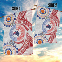 Tongan and Australian Culture Together Garden Flag Ngatu Art Tribal Aboriginal Tattoo Pattern - Polynesian Pride