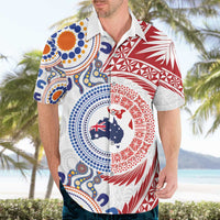 Tongan and Australian Culture Together Hawaiian Shirt Ngatu Art Tribal Aboriginal Tattoo Pattern - Polynesian Pride