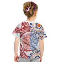 Tongan and Australian Culture Together Kid T Shirt Ngatu Art Tribal Aboriginal Tattoo Pattern - Polynesian Pride