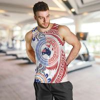 Tongan and Australian Culture Together Men Tank Top Ngatu Art Tribal Aboriginal Tattoo Pattern - Polynesian Pride