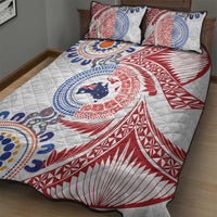 Tongan and Australian Culture Together Quilt Bed Set Ngatu Art Tribal Aboriginal Tattoo Pattern - Polynesian Pride