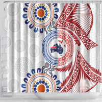 Tongan and Australian Culture Together Shower Curtain Ngatu Art Tribal Aboriginal Tattoo Pattern - Polynesian Pride