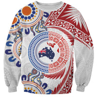 Tongan and Australian Culture Together Sweatshirt Ngatu Art Tribal Aboriginal Tattoo Pattern - Polynesian Pride