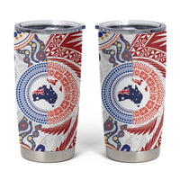 Tongan and Australian Culture Together Tumbler Cup Ngatu Art Tribal Aboriginal Tattoo Pattern - Polynesian Pride