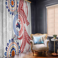 Tongan and Australian Culture Together Window Curtain Ngatu Art Tribal Aboriginal Tattoo Pattern - Polynesian Pride