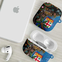 Fijian and Australian Culture Together AirPods Case Aboriginal Art and Tapa Motifs with Kangaroo and Palm Tree - Polynesian Pride