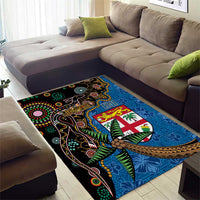 Fijian and Australian Culture Together Area Rug Aboriginal Art and Tapa Motifs with Kangaroo and Palm Tree - Polynesian Pride