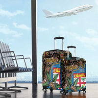 Fijian and Australian Culture Together Luggage Cover Aboriginal Art and Tapa Motifs with Kangaroo and Palm Tree - Polynesian Pride