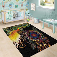 Papua New Guinea and Australia Together Area Rug Bird of Paradise and Kangaroo Melanesian Aboriginal Motifs - Polynesian Pride