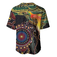 Papua New Guinea and Australia Together Baseball Jersey Bird of Paradise and Kangaroo Melanesian Aboriginal Motifs - Polynesian Pride