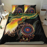 Papua New Guinea and Australia Together Bedding Set Bird of Paradise and Kangaroo Melanesian Aboriginal Motifs - Polynesian Pride