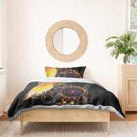 Papua New Guinea and Australia Together Bedding Set Bird of Paradise and Kangaroo Melanesian Aboriginal Motifs - Polynesian Pride