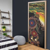 Papua New Guinea and Australia Together Door Cover Bird of Paradise and Kangaroo Melanesian Aboriginal Motifs - Polynesian Pride