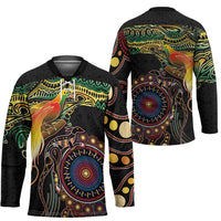 Papua New Guinea and Australia Together Hockey Jersey Bird of Paradise and Kangaroo Melanesian Aboriginal Motifs - Polynesian Pride