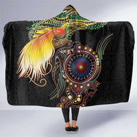 Papua New Guinea and Australia Together Hooded Blanket Bird of Paradise and Kangaroo Melanesian Aboriginal Motifs - Polynesian Pride