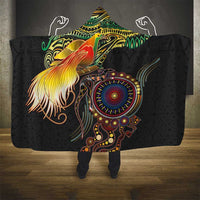 Papua New Guinea and Australia Together Hooded Blanket Bird of Paradise and Kangaroo Melanesian Aboriginal Motifs - Polynesian Pride