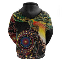Papua New Guinea and Australia Together Hoodie Bird of Paradise and Kangaroo Melanesian Aboriginal Motifs - Polynesian Pride
