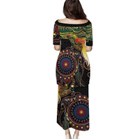 Papua New Guinea and Australia Together Puletasi Bird of Paradise and Kangaroo Melanesian Aboriginal Motifs - Polynesian Pride