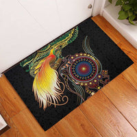Papua New Guinea and Australia Together Rubber Doormat Bird of Paradise and Kangaroo Melanesian Aboriginal Motifs - Polynesian Pride
