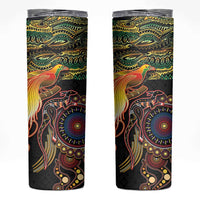 Papua New Guinea and Australia Together Skinny Tumbler Bird of Paradise and Kangaroo Melanesian Aboriginal Motifs - Polynesian Pride