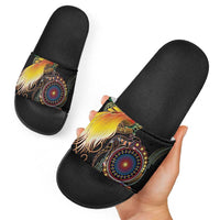 Papua New Guinea and Australia Together Slide Sandals Bird of Paradise and Kangaroo Melanesian Aboriginal Motifs - Polynesian Pride