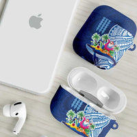 Hawaiian Mele Kalikimaka AirPods Case Funny Santa on Whale Island with Kakau Tattoos - Polynesian Pride