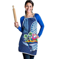 Hawaiian Mele Kalikimaka Apron Funny Santa on Whale Island with Kakau Tattoos - Polynesian Pride