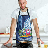 Hawaiian Mele Kalikimaka Apron Funny Santa on Whale Island with Kakau Tattoos - Polynesian Pride