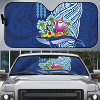 Hawaiian Mele Kalikimaka Auto Sun Shade Funny Santa on Whale Island with Kakau Tattoos - Polynesian Pride