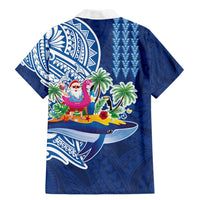 Hawaiian Mele Kalikimaka Family Matching Mermaid Dress and Hawaiian Shirt Funny Santa on Whale Island with Kakau Tattoos - Polynesian Pride