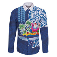 Hawaiian Mele Kalikimaka Family Matching Mermaid Dress and Hawaiian Shirt Funny Santa on Whale Island with Kakau Tattoos - Polynesian Pride