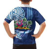 Hawaiian Mele Kalikimaka Family Matching Tank Maxi Dress and Hawaiian Shirt Funny Santa on Whale Island with Kakau Tattoos - Polynesian Pride