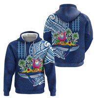 Hawaiian Mele Kalikimaka Hoodie Funny Santa on Whale Island with Kakau Tattoos - Polynesian Pride
