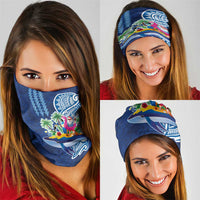 Hawaiian Mele Kalikimaka Neck Gaiter Funny Santa on Whale Island with Kakau Tattoos - Polynesian Pride