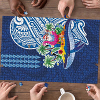 Hawaiian Mele Kalikimaka Puzzle Funny Santa on Whale Island with Kakau Tattoos - Polynesian Pride