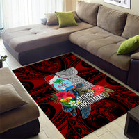 Guam Christmas Area Rug Santa Gift Latte Stone and Sea Turle Mix Hibiscus Chamorro Red Style LT03