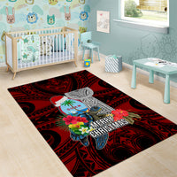 Guam Christmas Area Rug Santa Gift Latte Stone and Sea Turle Mix Hibiscus Chamorro Red Style LT03