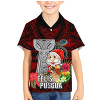 Guam Christmas Family Matching Mermaid Dress and Hawaiian Shirt Santa Gift Latte Stone and Sea Turle Mix Hibiscus Chamorro Red Style LT03