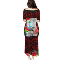 Guam Christmas Puletasi Santa Gift Latte Stone and Sea Turle Mix Hibiscus Chamorro Red Style LT03 - Polynesian Pride