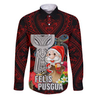 Custom Guam Christmas Family Matching Puletasi Dress and Hawaiian Shirt Santa Gift Latte Stone and Sea Turle Mix Hibiscus Chamorro Red Style LT03