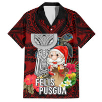 Custom Guam Christmas Hawaiian Shirt Santa Gift Latte Stone and Sea Turle Mix Hibiscus Chamorro Red Style LT03 Red - Polynesian Pride