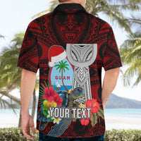 Custom Guam Christmas Hawaiian Shirt Santa Gift Latte Stone and Sea Turle Mix Hibiscus Chamorro Red Style LT03 - Polynesian Pride