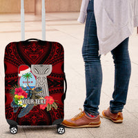 Custom Guam Christmas Luggage Cover Santa Gift Latte Stone and Sea Turle Mix Hibiscus Chamorro Red Style LT03