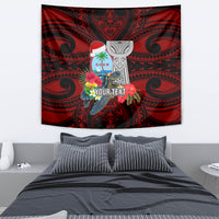 Custom Guam Christmas Tapestry Santa Gift Latte Stone and Sea Turle Mix Hibiscus Chamorro Red Style LT03 - Polynesian Pride