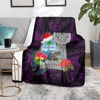 Guam Christmas Blanket Santa Gift Latte Stone and Sea Turle Mix Hibiscus Chamorro Pink Style LT03