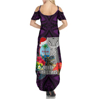 Guam Christmas Summer Maxi Dress Santa Gift Latte Stone and Sea Turle Mix Hibiscus Chamorro Pink Style LT03 - Polynesian Pride