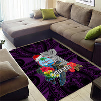 Custom Guam Christmas Area Rug Santa Gift Latte Stone and Sea Turle Mix Hibiscus Chamorro Pink Style LT03