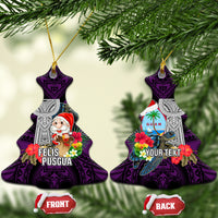 Custom Guam Christmas Ceramic Ornament Santa Gift Latte Stone and Sea Turle Mix Hibiscus Chamorro Pink Style LT03